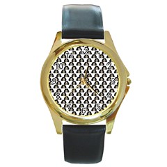 Angry Girl Pattern Round Gold Metal Watch by snowwhitegirl