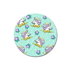 Magical Happy Unicorn And Stars Magnet 3  (round) by Bigfootshirtshop