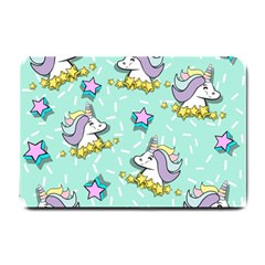 Magical Happy Unicorn And Stars Small Doormat  by Bigfootshirtshop