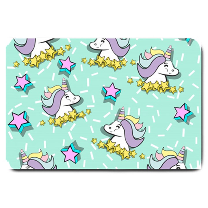 Magical Happy Unicorn And Stars Large Doormat 