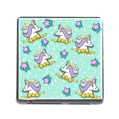 Magical Happy Unicorn And Stars Memory Card Reader (square) by Bigfootshirtshop