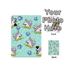 Magical Happy Unicorn And Stars Playing Cards 54 (mini)  by Bigfootshirtshop