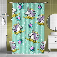 Magical Happy Unicorn And Stars Shower Curtain 48  X 72  (small)  by Bigfootshirtshop