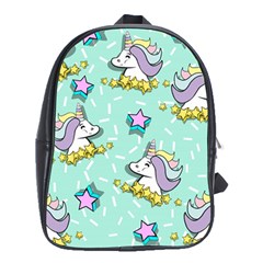 Magical Happy Unicorn And Stars School Bag (xl) by Bigfootshirtshop