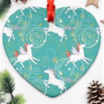 Magical Flying Unicorn Pattern Ornament (Heart) Front