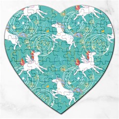 Magical Flying Unicorn Pattern Jigsaw Puzzle (heart) by Bigfootshirtshop