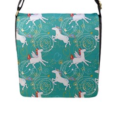 Magical Flying Unicorn Pattern Flap Messenger Bag (L) 