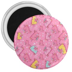 Unicorns Eating Ice Cream Pattern 3  Magnets by Bigfootshirtshop