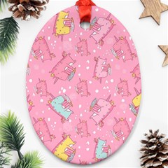 Unicorns Eating Ice Cream Pattern Ornament (oval) by Bigfootshirtshop