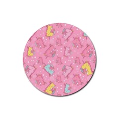 Unicorns Eating Ice Cream Pattern Rubber Round Coaster (4 Pack)  by Bigfootshirtshop