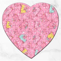 Unicorns Eating Ice Cream Pattern Jigsaw Puzzle (heart) by Bigfootshirtshop