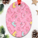 Unicorns Eating Ice Cream Pattern Oval Ornament (Two Sides) Front