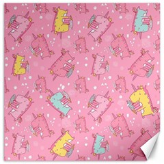 Unicorns Eating Ice Cream Pattern Canvas 12  X 12   by Bigfootshirtshop