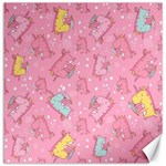 Unicorns Eating Ice Cream Pattern Canvas 12  x 12   11.4 x11.56  Canvas - 1