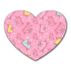 Unicorns Eating Ice Cream Pattern Heart Mousepads by Bigfootshirtshop