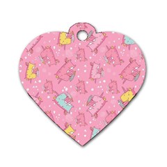 Unicorns Eating Ice Cream Pattern Dog Tag Heart (one Side) by Bigfootshirtshop