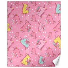 Unicorns Eating Ice Cream Pattern Canvas 11  X 14   by Bigfootshirtshop