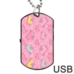 Unicorns Eating Ice Cream Pattern Dog Tag Usb Flash (one Side) by Bigfootshirtshop