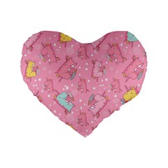 Unicorns Eating Ice Cream Pattern Standard 16  Premium Heart Shape Cushions by Bigfootshirtshop