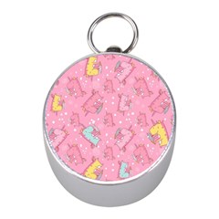 Unicorns Eating Ice Cream Pattern Mini Silver Compasses by Bigfootshirtshop