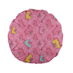 Unicorns Eating Ice Cream Pattern Standard 15  Premium Flano Round Cushions by Bigfootshirtshop