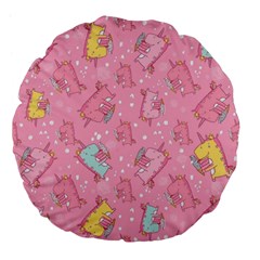 Unicorns Eating Ice Cream Pattern Large 18  Premium Flano Round Cushions by Bigfootshirtshop