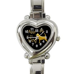 Year Of The Dog - Chinese New Year Heart Italian Charm Watch by Valentinaart