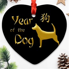 Year Of The Dog - Chinese New Year Heart Ornament (two Sides) by Valentinaart