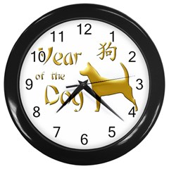 Year Of The Dog - Chinese New Year Wall Clocks (black) by Valentinaart