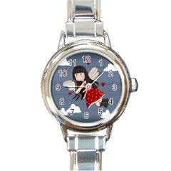 Cupid girl Round Italian Charm Watch