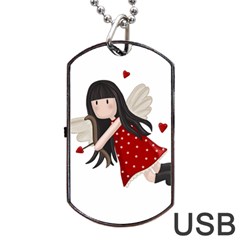 Cupid Girl Dog Tag Usb Flash (one Side) by Valentinaart