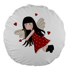 Cupid Girl Large 18  Premium Flano Round Cushions by Valentinaart