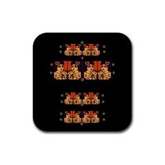 Geisha With Friends In Lotus Garden Having A Calm Evening Rubber Square Coaster (4 Pack)  by pepitasart