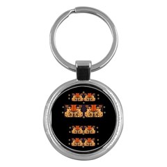 Geisha With Friends In Lotus Garden Having A Calm Evening Key Chains (round)  by pepitasart