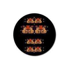 Geisha With Friends In Lotus Garden Having A Calm Evening Rubber Coaster (round)  by pepitasart