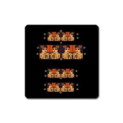 Geisha With Friends In Lotus Garden Having A Calm Evening Square Magnet by pepitasart