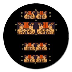 Geisha With Friends In Lotus Garden Having A Calm Evening Magnet 5  (round) by pepitasart