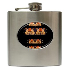 Geisha With Friends In Lotus Garden Having A Calm Evening Hip Flask (6 Oz) by pepitasart