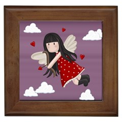 Cupid Girl Framed Tiles by Valentinaart