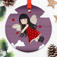 Cupid Girl Round Ornament (two Sides)