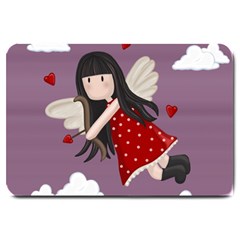 Cupid Girl Large Doormat  by Valentinaart