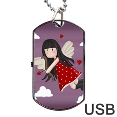 Cupid Girl Dog Tag Usb Flash (one Side) by Valentinaart