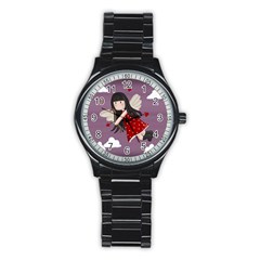 Cupid Girl Stainless Steel Round Watch by Valentinaart