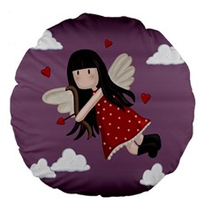 Cupid Girl Large 18  Premium Flano Round Cushions by Valentinaart