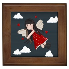 Cupid Girl Framed Tiles by Valentinaart