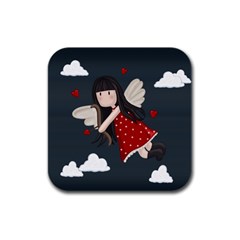 Cupid Girl Rubber Square Coaster (4 Pack)  by Valentinaart