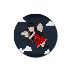 Cupid Girl Rubber Coaster (round)  by Valentinaart