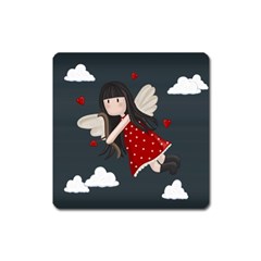 Cupid Girl Square Magnet by Valentinaart