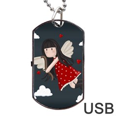 Cupid Girl Dog Tag Usb Flash (two Sides) by Valentinaart