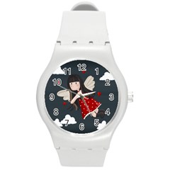 Cupid Girl Round Plastic Sport Watch (m) by Valentinaart